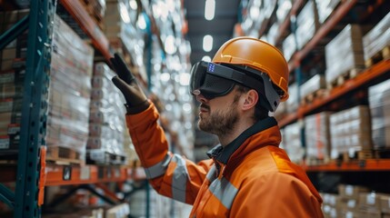 Warehouse management system using augmented reality for efficient package picking, demonstrating the future of supply chain operations.