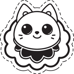 Cute sticker illustration black and white 