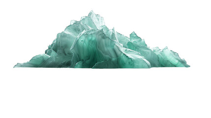 A detailed iceberg against a plain white backdrop, showcasing its grandeur and intricate details