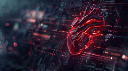 The visual representation of a heartbeat line seamlessly transforming into digital AI code, symbolizing the integration of advanced AI technology 