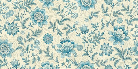 Elegant blue floral wallpaper pattern for a classic touch.
