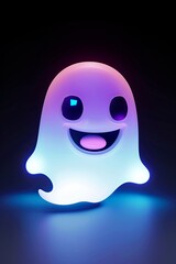 3D render of laughing ghost emoji with purple and blue gradient