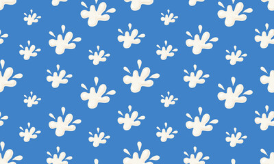Seamless pattern with Milk. Dairy drops and splash.World milk day. 1 June. National dairy month. Vector illustration in flat hand drawn style