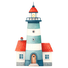Colorful cartoon lighthouse illustration