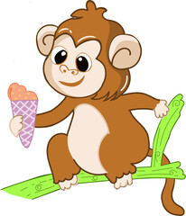 Cute Monkey with Icecream