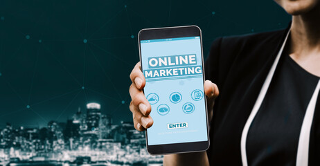 Digital Marketing Technology Solution for Online Business Concept - Graphic interface showing...