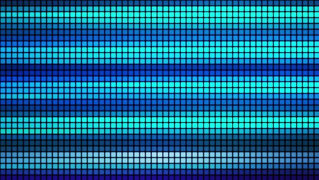 Animated colorful mosaic background. Abstract colored LED squares. Technology digital square multicolored background. Rainbow pixel grid background. 3D rendering. Futuristic 4k animation