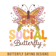 social butterfly floral retro design, floral butterfly svg designs