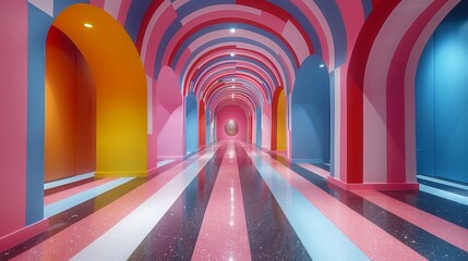 A contemporary art installation with vibrant colors. AI generate illustration