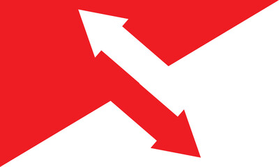 Two arrows pointing in opposite directions diagonally. Yellow and white background.