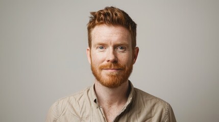 Obraz premium Portrait of a Red-Haired Irish Man in his Early 30s with Short Hair for Diverse Stock Photography