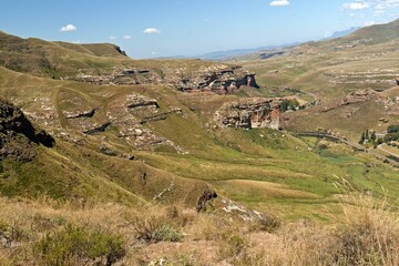 Naklejka premium View of the landscape in Golden Gate Highlands National Park while hiking the Wodehouse Trail. Republic of South Africa. Africa.