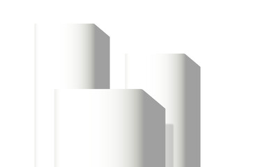 White podium 3 square pedestal stands clean luxury style with low angle