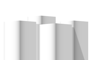 White podium 4 square pedestal stands clean luxury style with low angle
