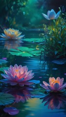 beautiful and peaceful water flower garden