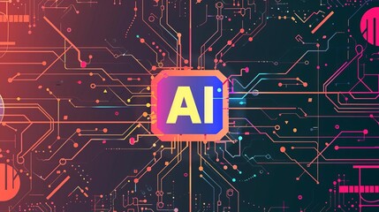 3 Illustration of an automation AI icon on a colorful, abstract backdrop