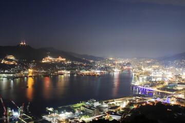 鍋冠山展望台からの眺める長崎市の夜景