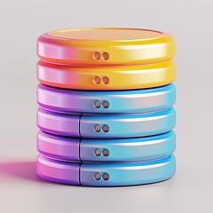 Obraz premium 3D model of a database management icon with colorful background illustration