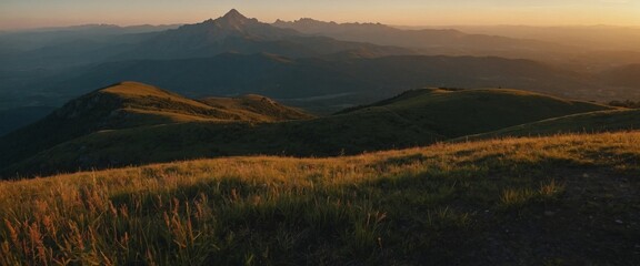 Fototapeta premium Mountain landscape at sunset