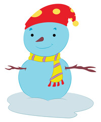 Snowman isolated on white background.