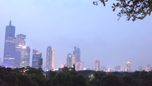 A time lapse footage of Jakarta's Skyline at sunset