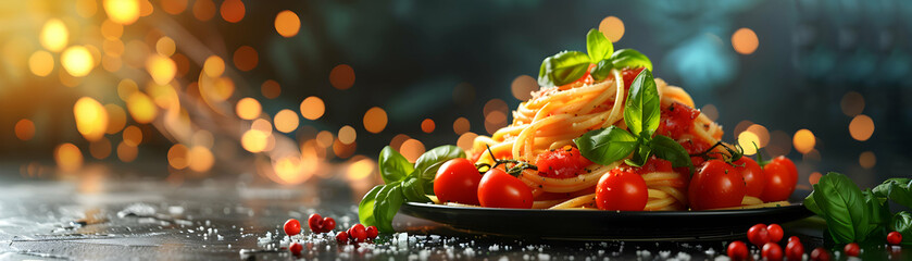 Elegant Italian Cuisine: Photo realistic Concept of Glossy Abstract Digital Art Symbolizing Luxury...
