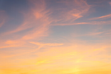 Beautiful colorful dramatic sky with clouds at sunset or sunrise.