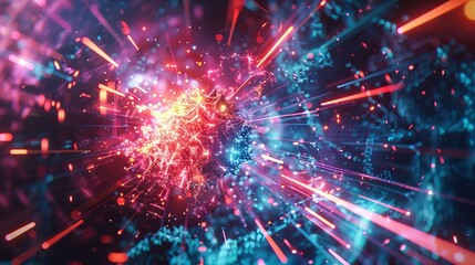 Abstract glowing particles in space for futuristic or cosmic design