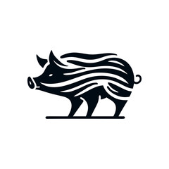 Black Animal Pig Illustration Logo Silhouette. Pig logo design