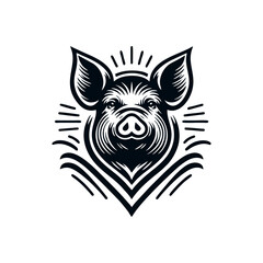 Black Animal Pig Illustration Logo Silhouette. Pig logo design