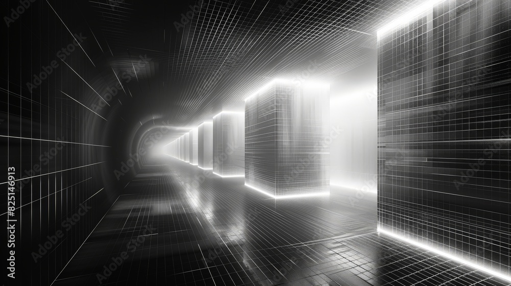 Wall mural an abstract depth background with dimensional lines, designed to evoke a sense of space and structur