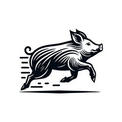Black Animal Pig Illustration Logo Silhouette. Pig logo design