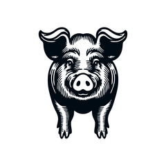 Black Animal Pig Illustration Logo Silhouette. Pig logo design