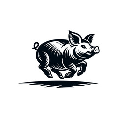 Black Animal Pig Illustration Logo Silhouette. Pig logo design