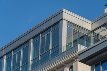 Facade of a modern residential building, building texture