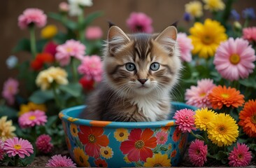 kitten in a basket
