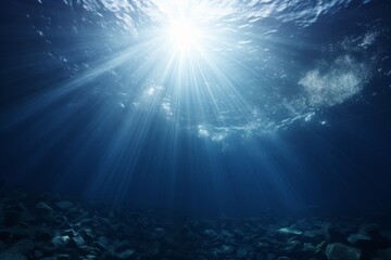 Naklejka premium Discovering the mesmerizing mysteries of the enchanting deep blue underwater sea abyss