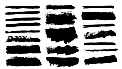 Brush strokes vector. Set of text boxes. Paintbrush collection. Grunge design elements. Dirty texture banners. Painted rectangles, long and diagonal strokes