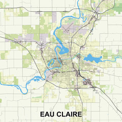 Eau Claire, Wisconsin, United States map poster art