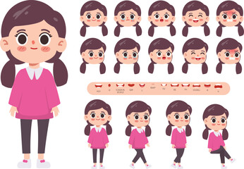 Young woman character creation design for Animation cartoon flat design.