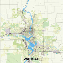 Wausau, Wisconsin, United States map poster art