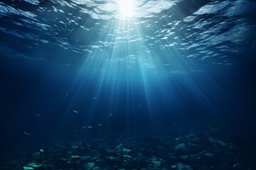 Fototapeta premium Exploring the mesmerizing and captivating blue depths of the mysterious underwater abyss