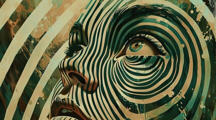 Abstract woman portrait with vintage geometric patterns for artistic designs