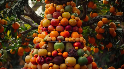 Abundant Orange Fruit Tree In A Summer Orchard For Festive Designs