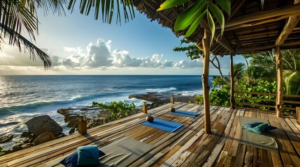 Morning Yoga Practice Overlooking the Sea: Oceanfront Sanctuary of Tranquility and Inner Peace
