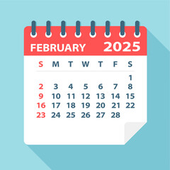 February 2025 Calendar Leaf - Vector Illustration