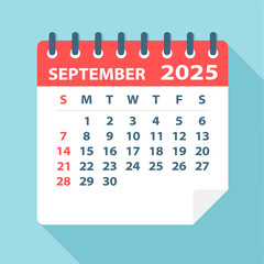 September 2025 Calendar Leaf - Vector Illustration