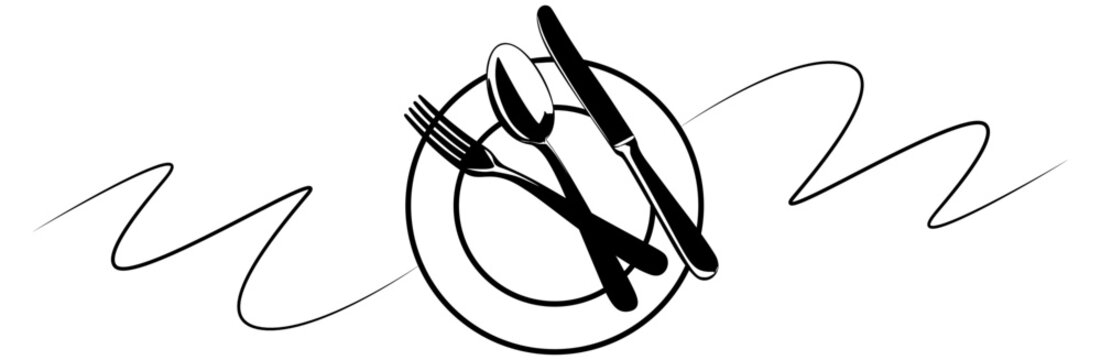 line art cutlery for a food day