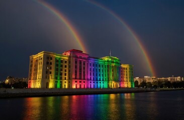 rainbow over the city
