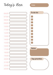 Minimalist planner pages templates. Organizer page, diary and daily control book. Life planners, monthly, weekly and days organizers or office schedule list. Graphic organization paper vector.